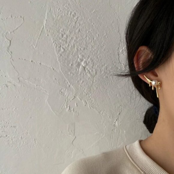 Pearly Paint Dripping Earrings | Designer Earrings - Picture 5 of 5